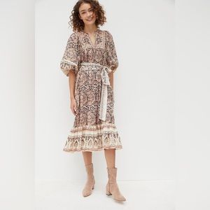 Cleobella printed puff sleeve dress size small